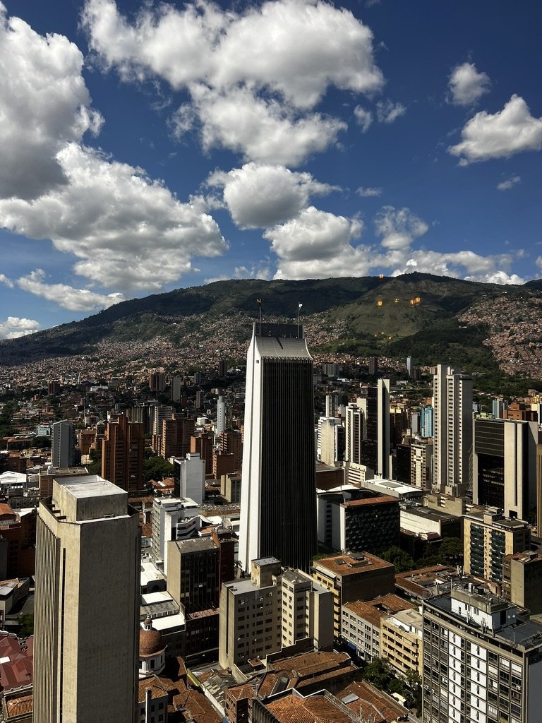 Downtown Medellín skyline with the surrounding mountains